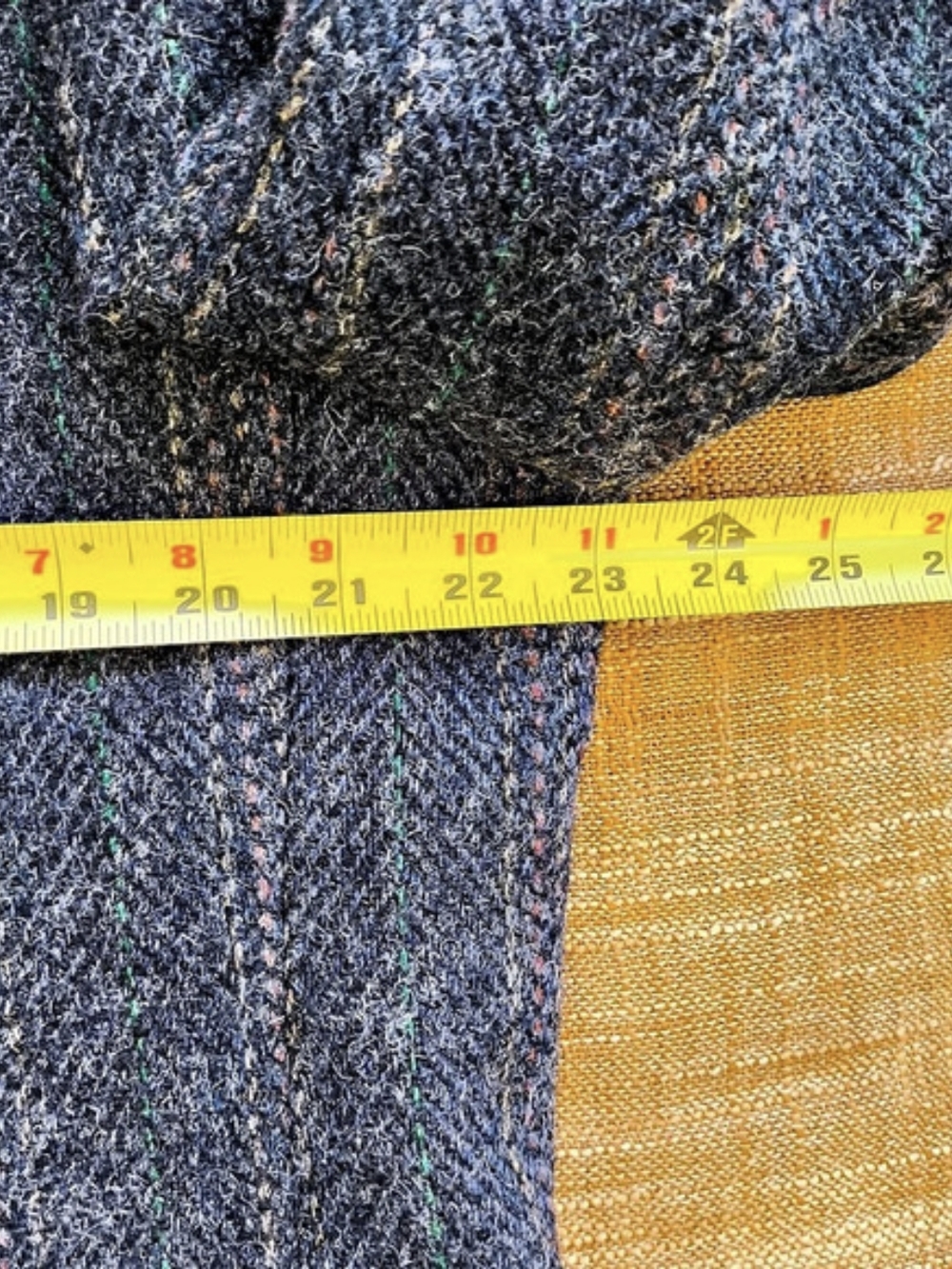 Harris Tweed Wool Sport Coat Striped Herringbone Slate Blue Grey Rust Size 46R - Picture 14 of 16